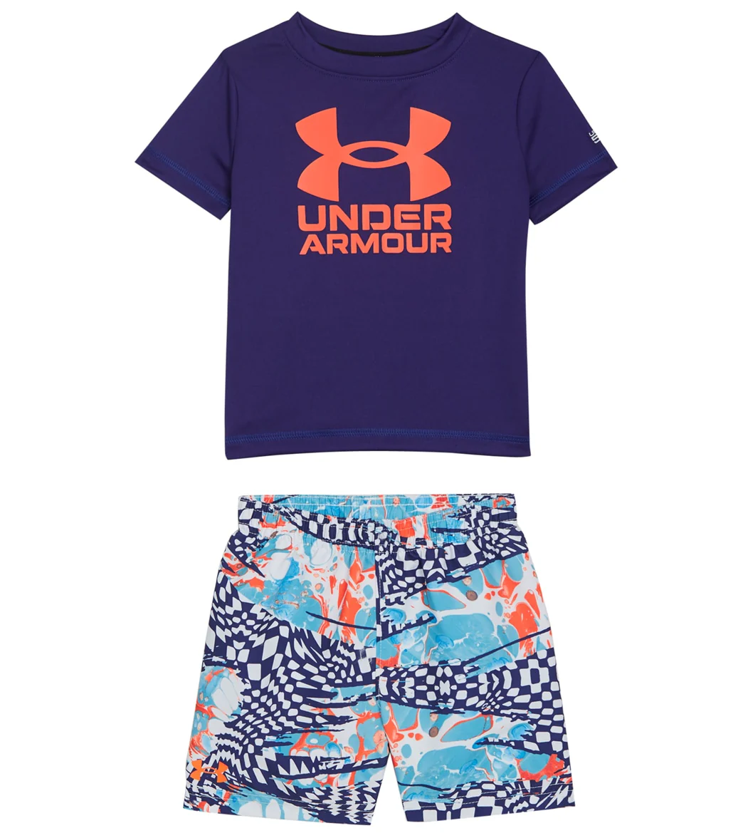 Under Armour Boys' UA Checker Mash Short Sleeve Swim Set (Toddler, Little Kid) - Image 5
