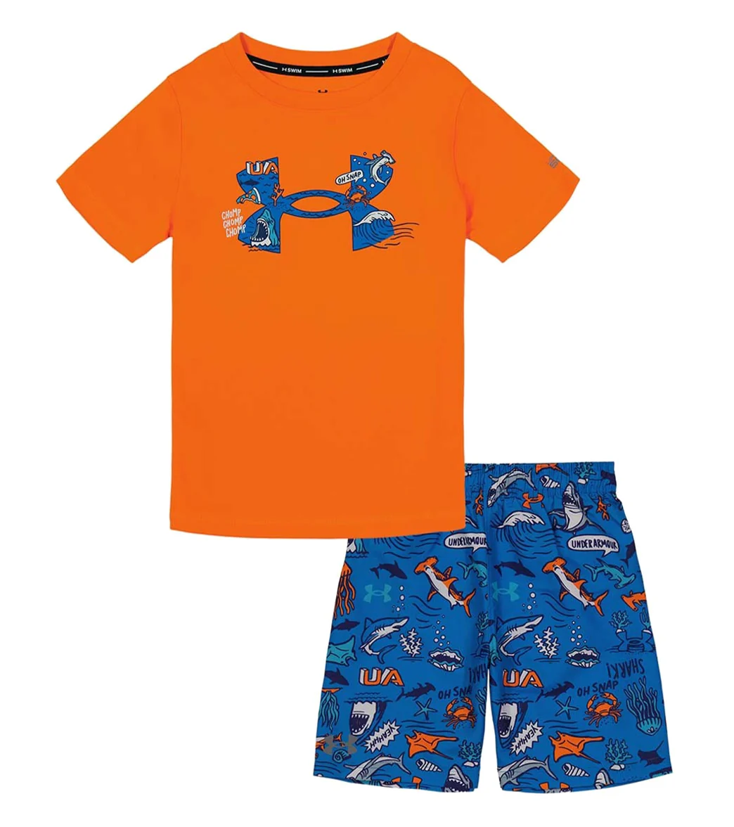 Under Armour Boys' UA Shark Fest Short Sleeve Swim Set (Little Kid) - Image 3