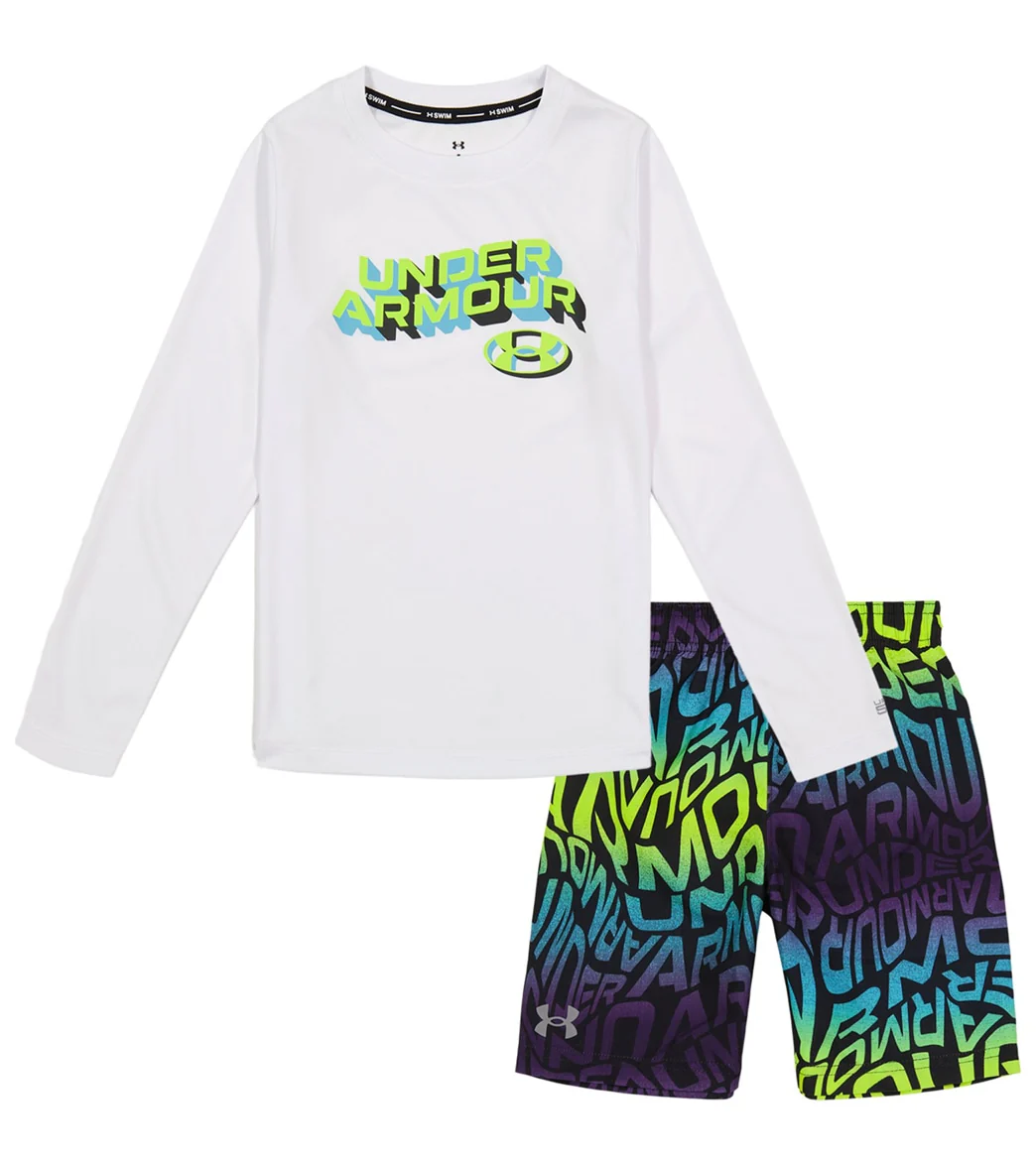 Under Armour Boys' UA Warp Logo Long Sleeve Swim Set (Toddler) - Image 4