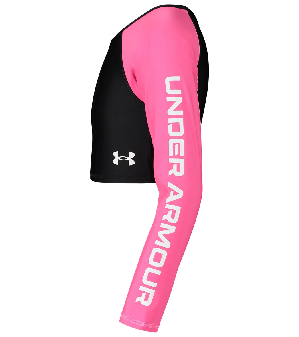 Under Armour Girls' Long Sleeve UPF 30+ Crop Rashguard Set (Little Kid, Big Kid) - Image 2