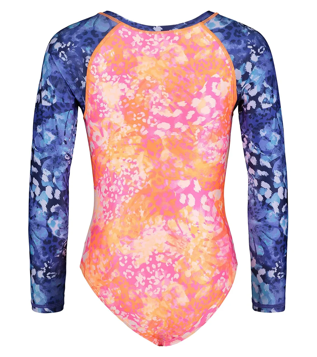 Under Armour Girls' UA Animal Tropic Long Sleeve One Piece Swimsuit (Toddler, Little Kid) - Image 2