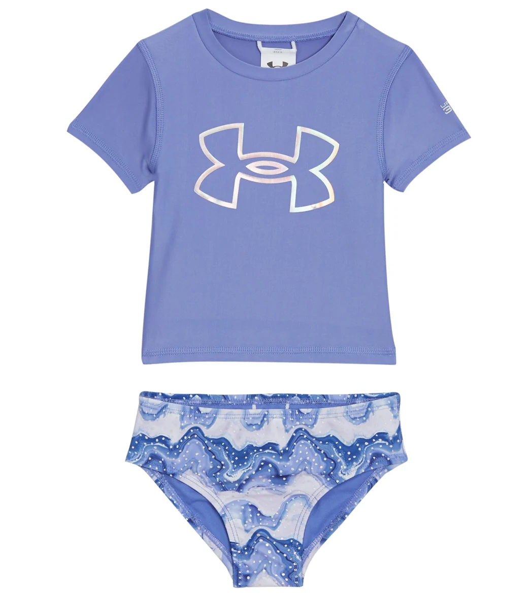Under Armour Girls' UA Mixing Waves Two Piece Rashguard Set (Little Kid)