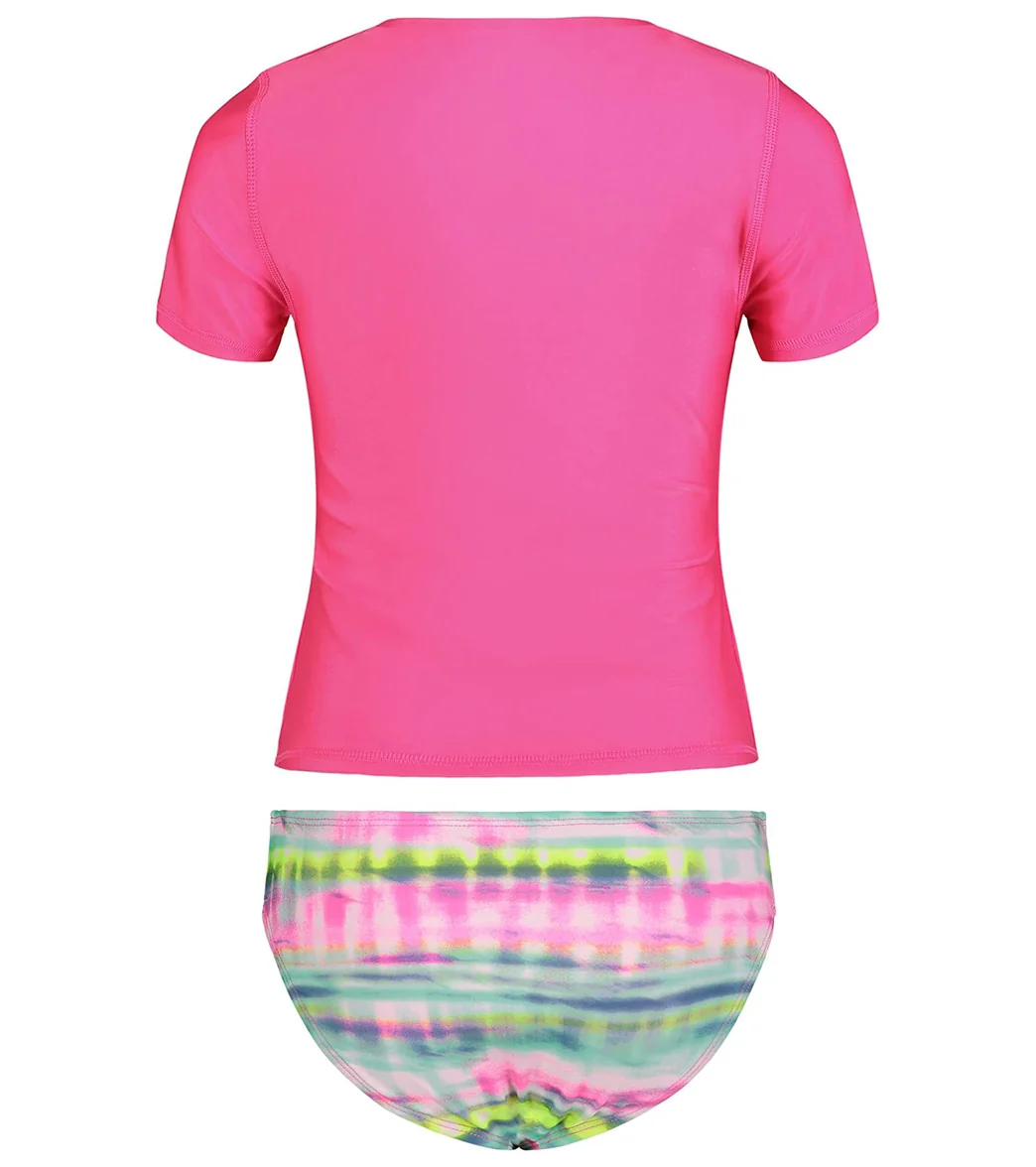 Under Armour Girls' UA Stripe Dash Two Piece Rashguard Set (Toddler, Little Kid) - Image 2