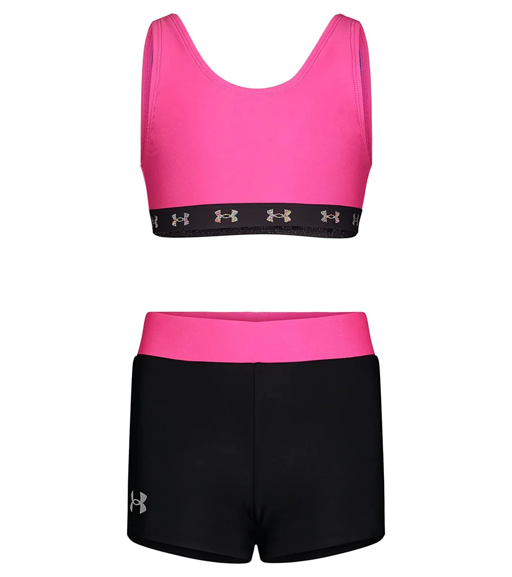 Under Armour Girls' UA Two Piece Swim Short Set (Big Kid) - Image 2
