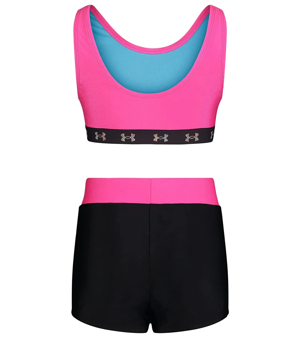 Under Armour Girls' UA Two Piece Swim Short Set (Little Kid) - Image 3