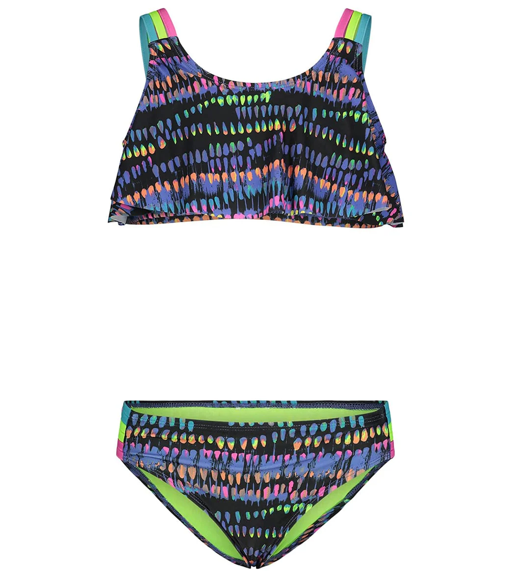 Under Armour Girls' UA Watercolor Drip Flutter Two Piece Bikini Set (Toddler, Little Kid) - Image 5