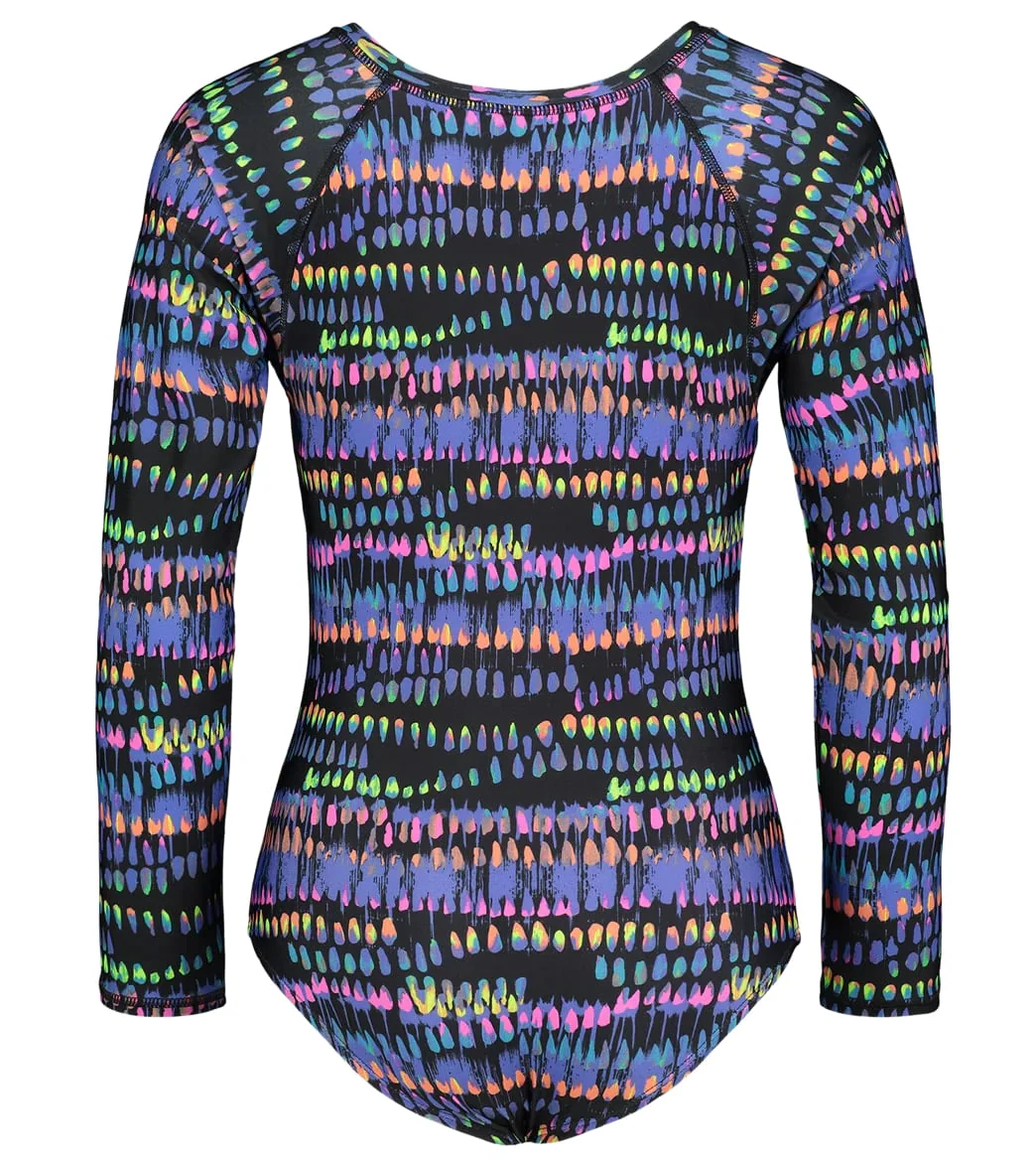 Under Armour Girls' UA Watercolor Drip Long Sleeve One Piece Swimsuit (Toddler, Little Kid) - Image 2