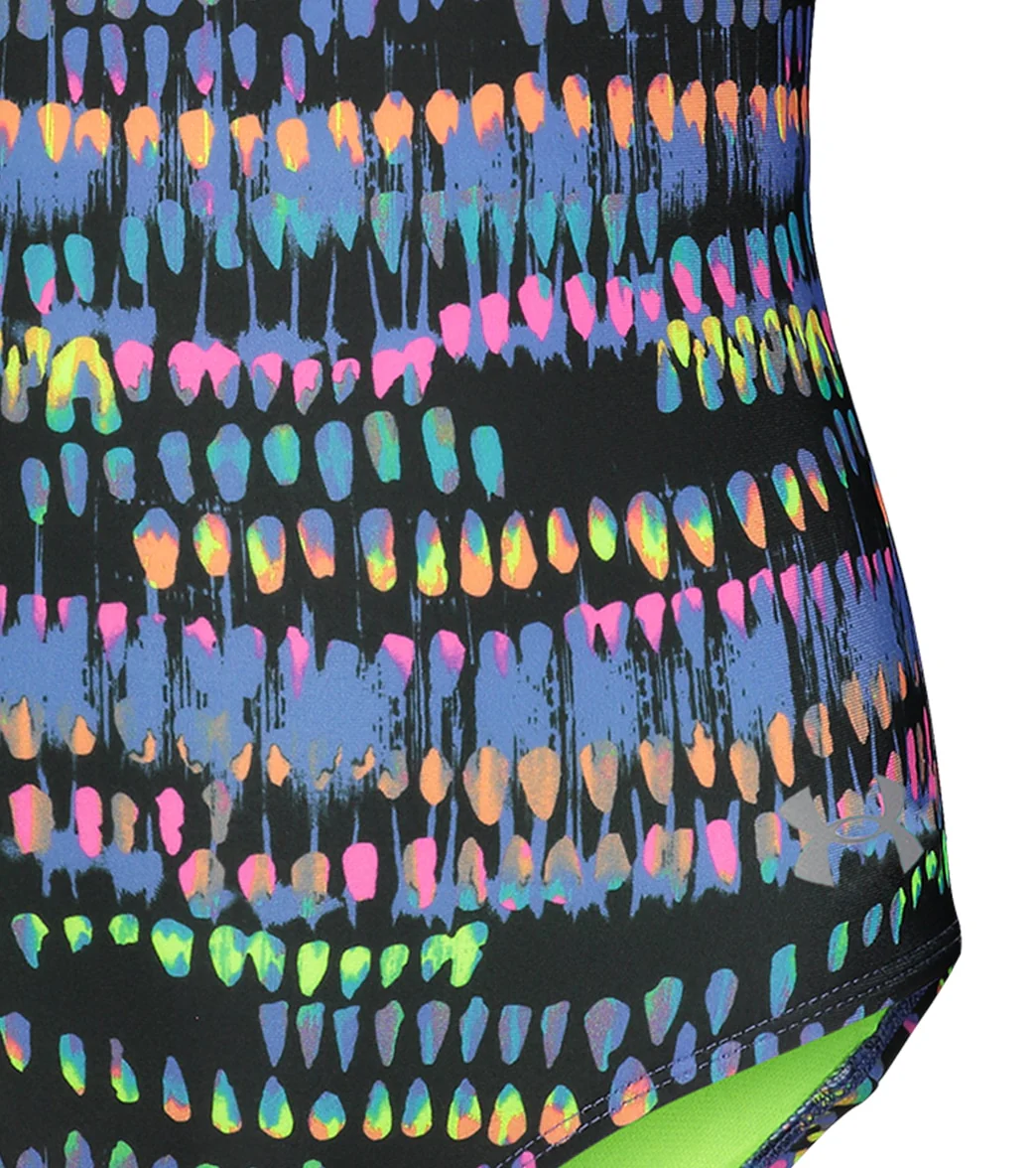 Under Armour Girls' UA Watercolor Drip One Piece Swimsuit (Big Kid) - Image 3