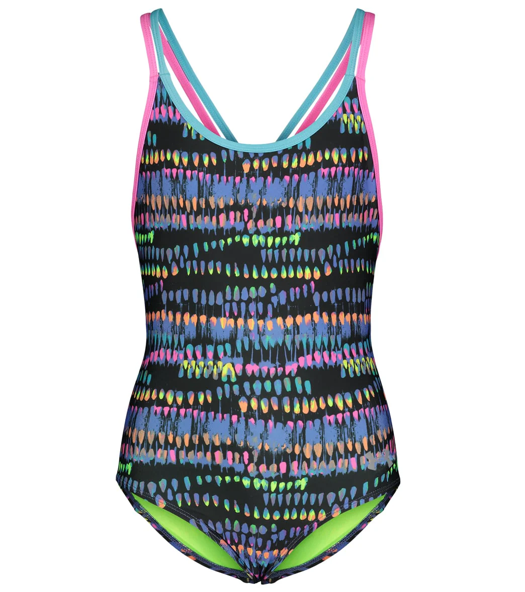 Under Armour Girls' UA Watercolor Drip One Piece Swimsuit (Big Kid) - Image 5