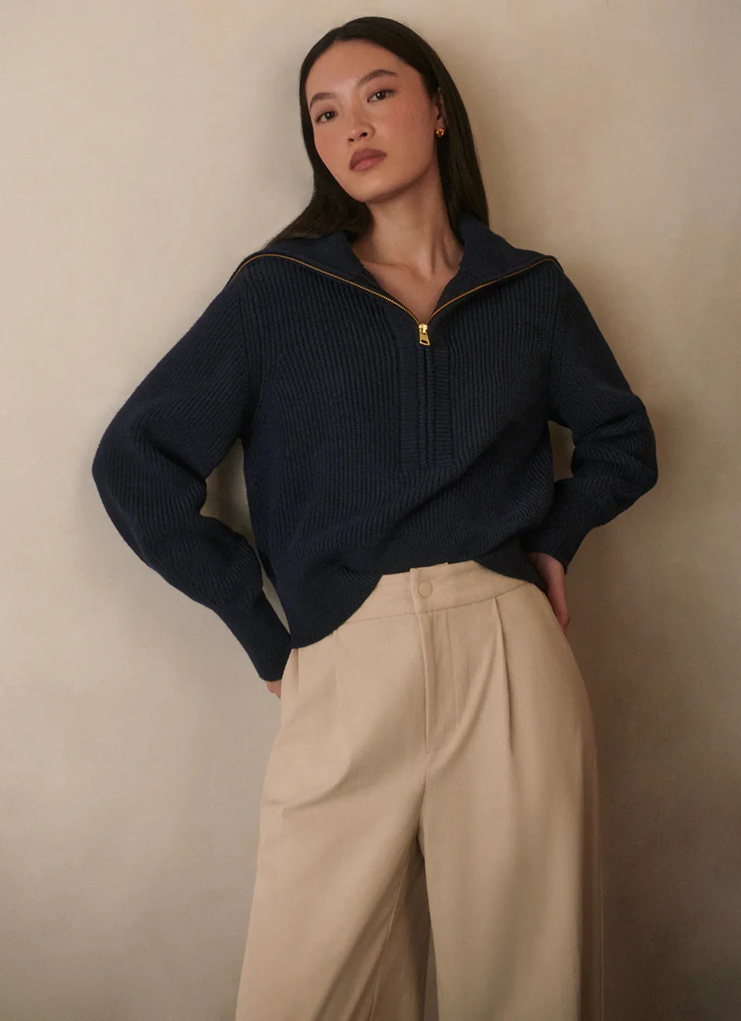 Varley Maura Half Zip Rib Knit Sweater - Image 5