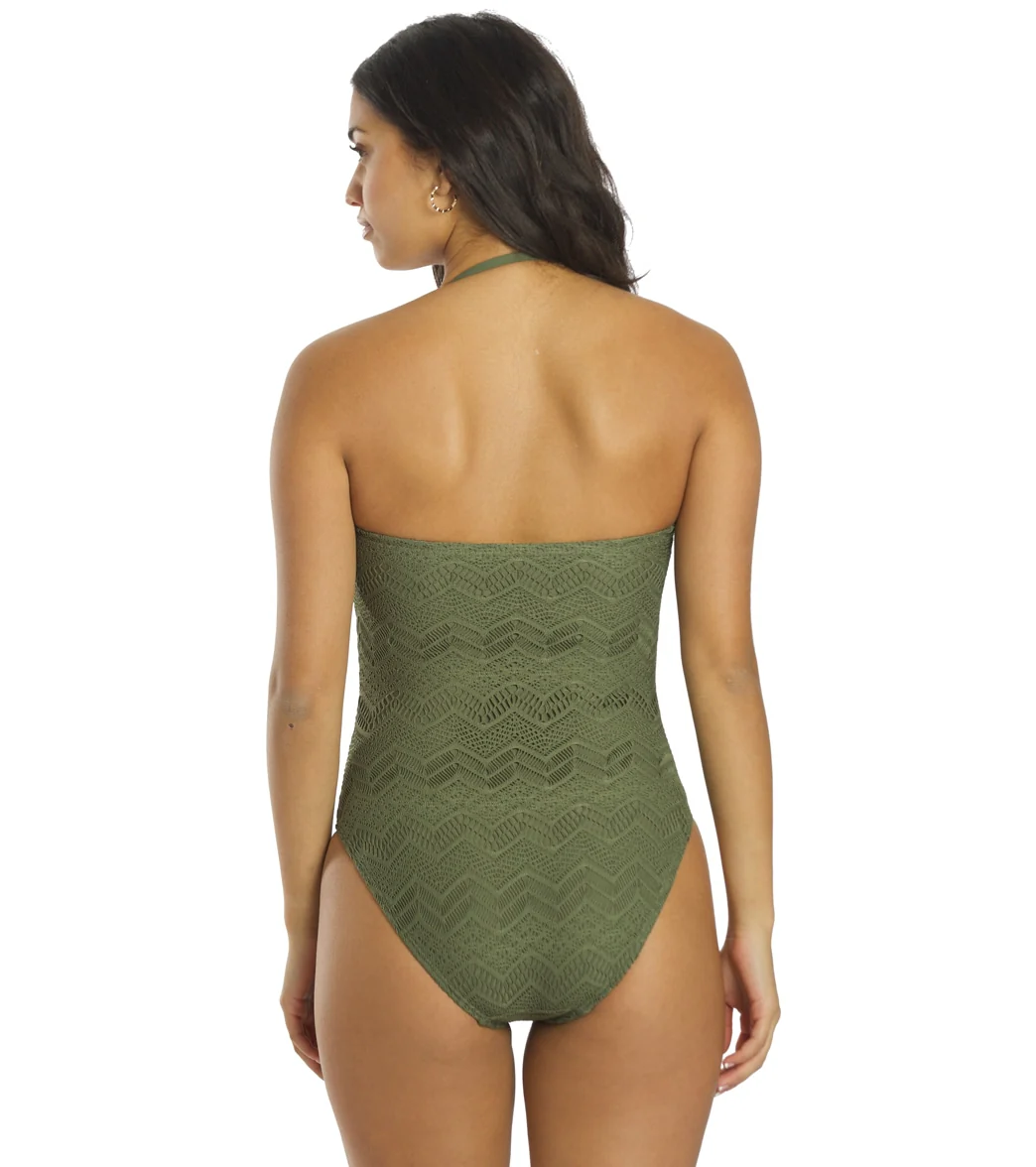 Vince Camuto Women's Crochet Lace Bandeau One Piece Swimsuit - Image 3