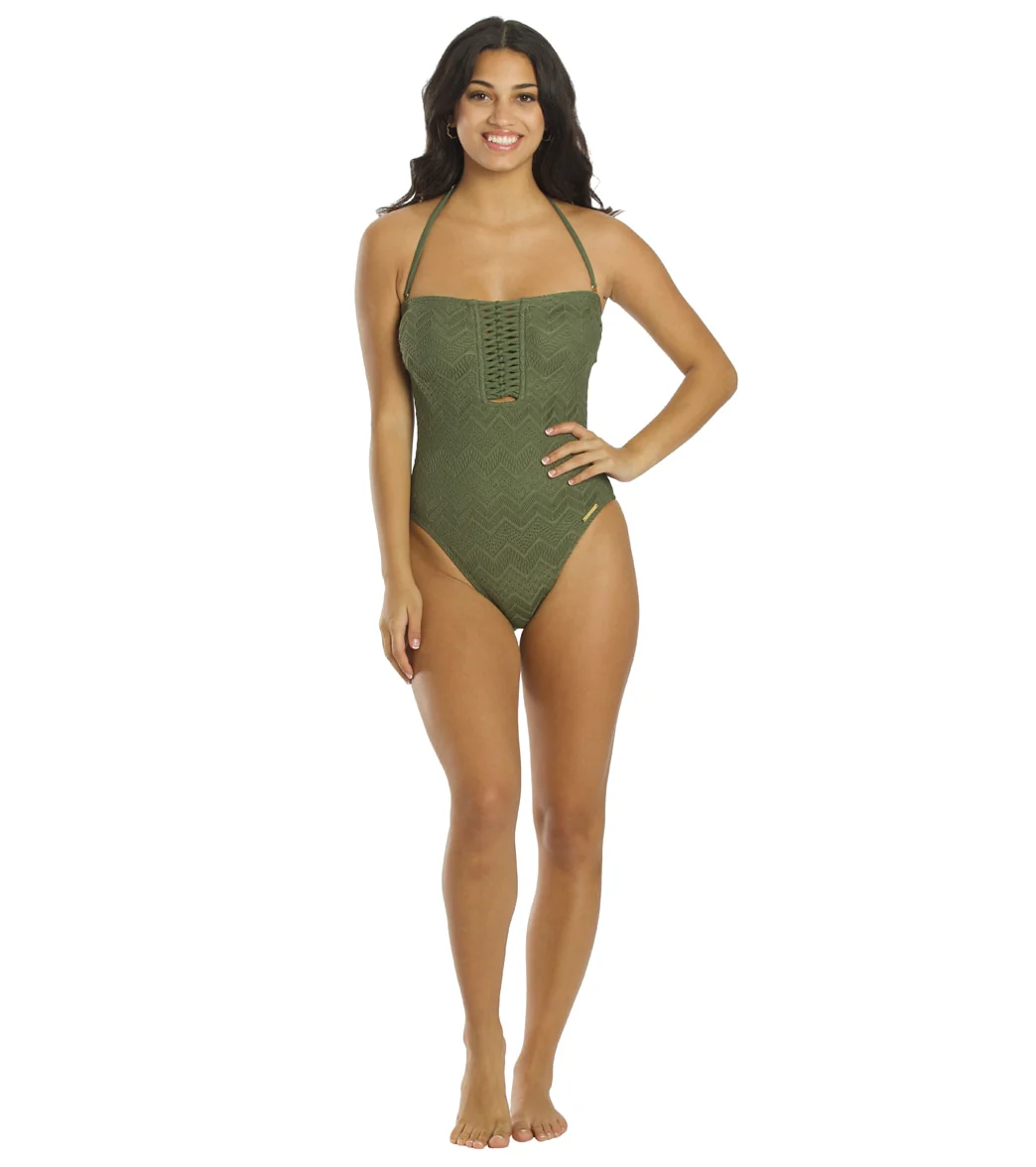 Vince Camuto Women's Crochet Lace Bandeau One Piece Swimsuit - Image 4