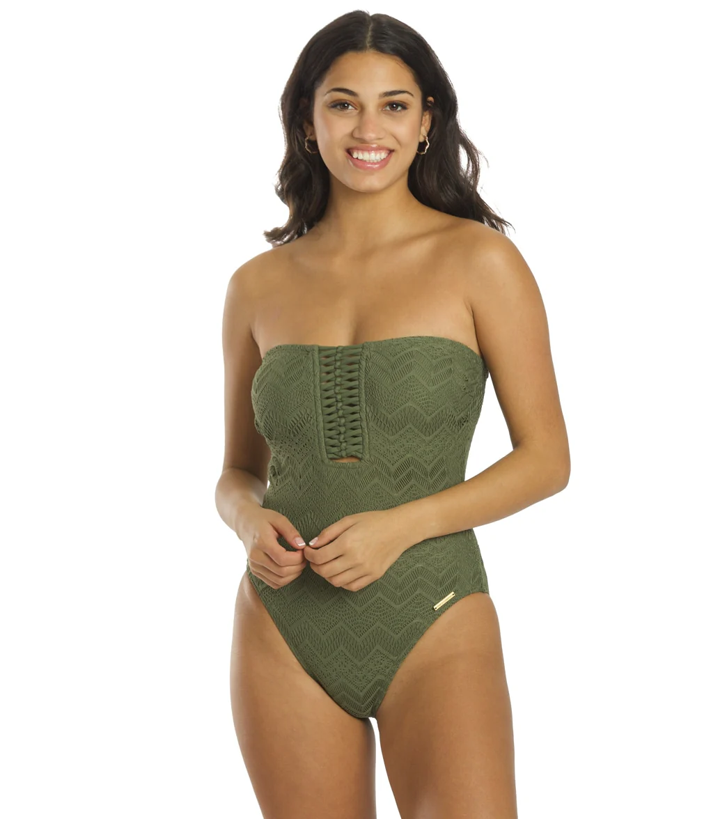 Vince Camuto Women's Crochet Lace Bandeau One Piece Swimsuit - Image 6