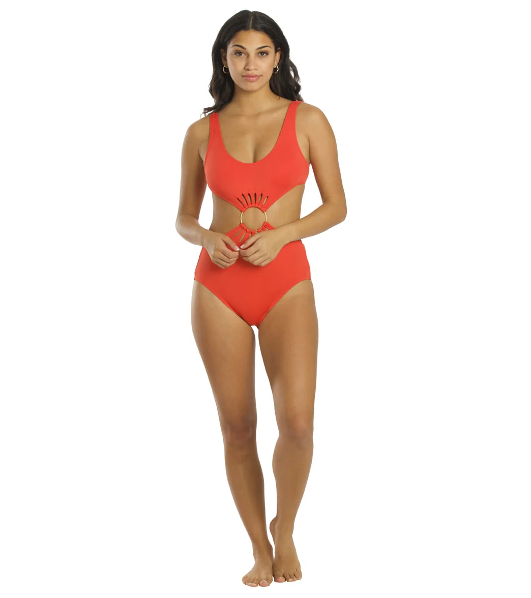 Vince Camuto Women's Serengeti Shades Logo Ring Cut Out Scoopneck One Piece Swimsuit - Image 8