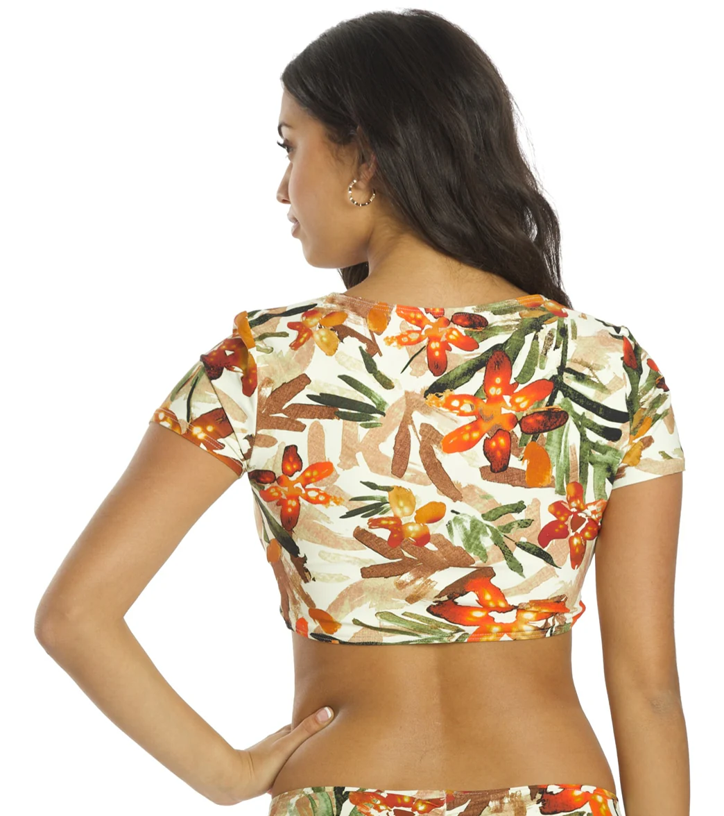 Vince Camuto Women's Seychelles Floral Cropped Short Sleeve Bikini Top - Image 3