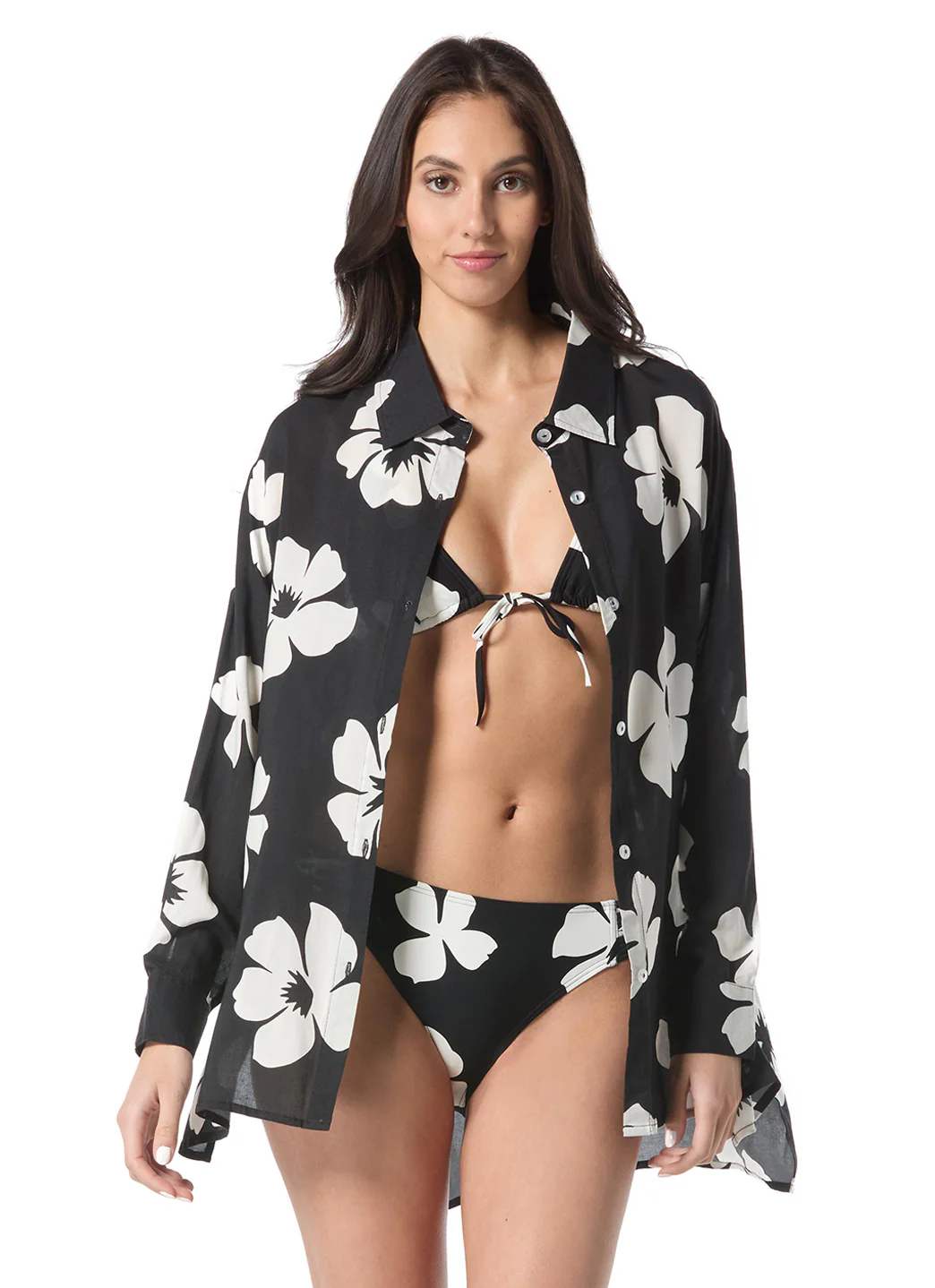Vince Camuto Women's Spaced Floral Cover Up Shirt - Image 2