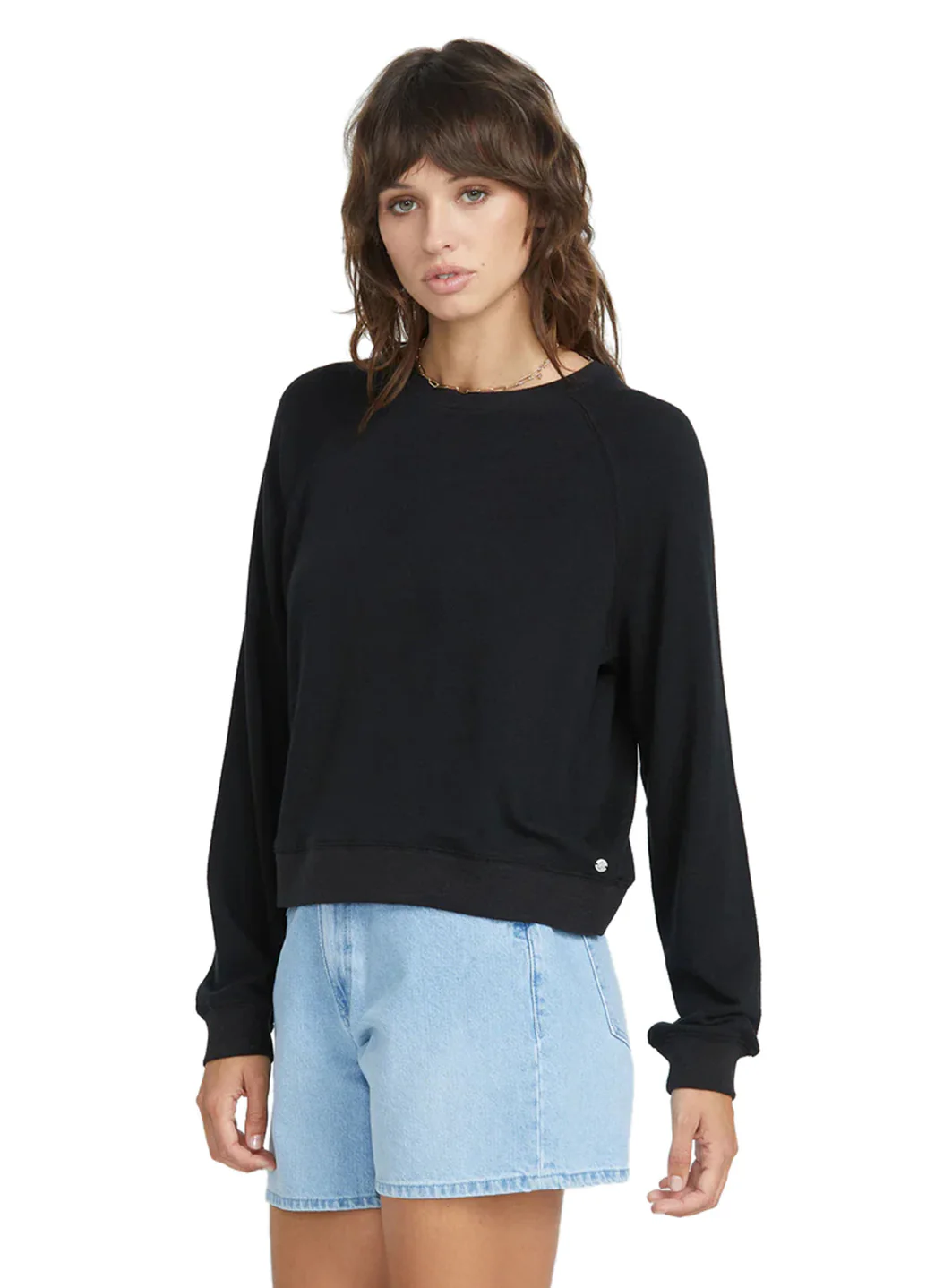 Volcom Women's Solid Lil Frenchie Long Sleeve Raglan Pullover - Image 4