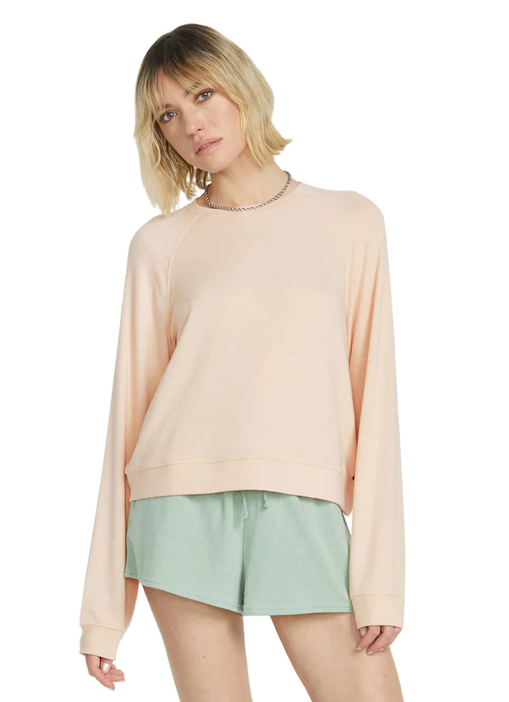 Volcom Women's Solid Lil Frenchie Long Sleeve Raglan Pullover - Image 9