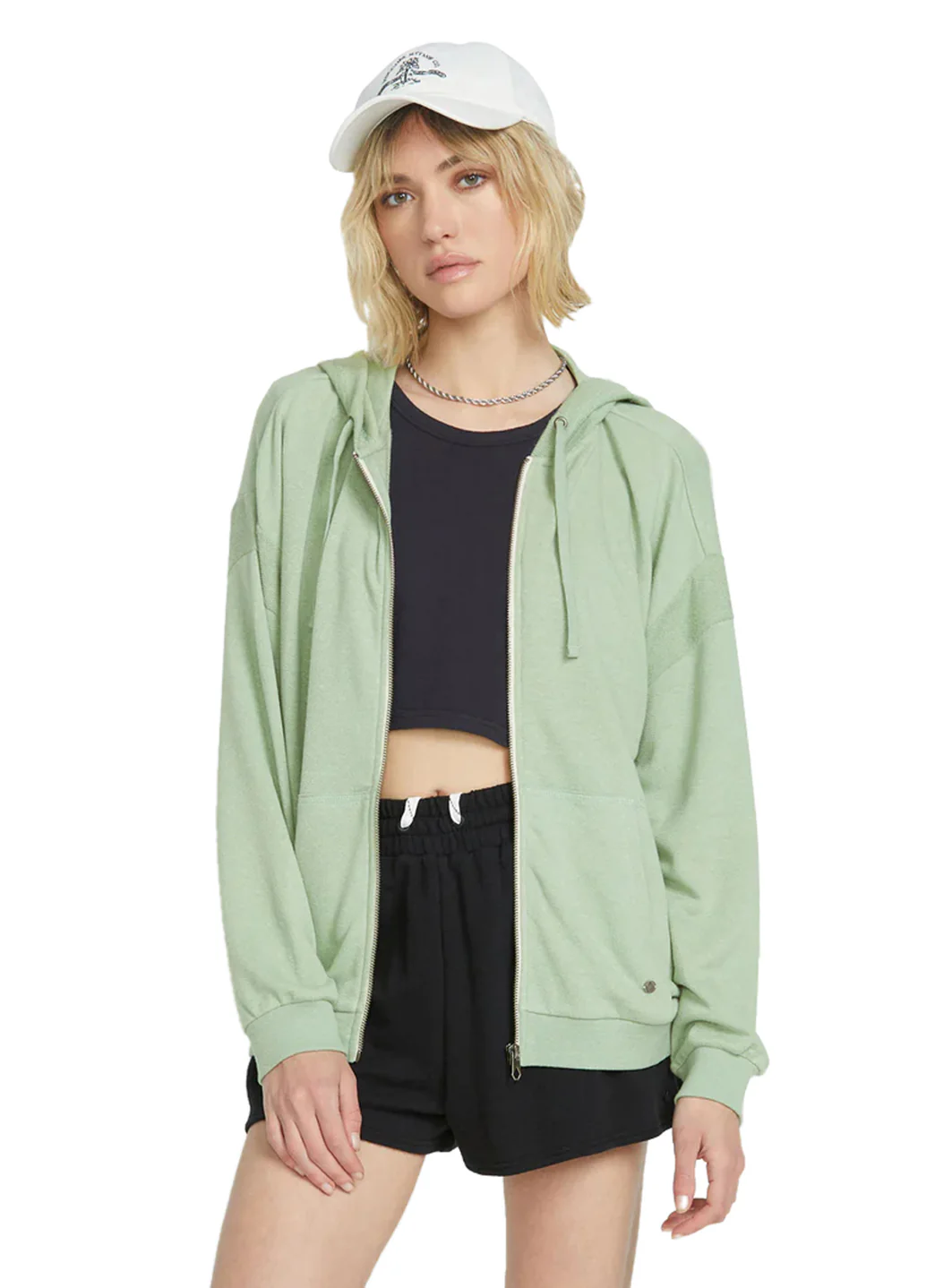 Volcom Women's Solid Lil Frenchie Zip Up Fleece Hoodie - Image 3