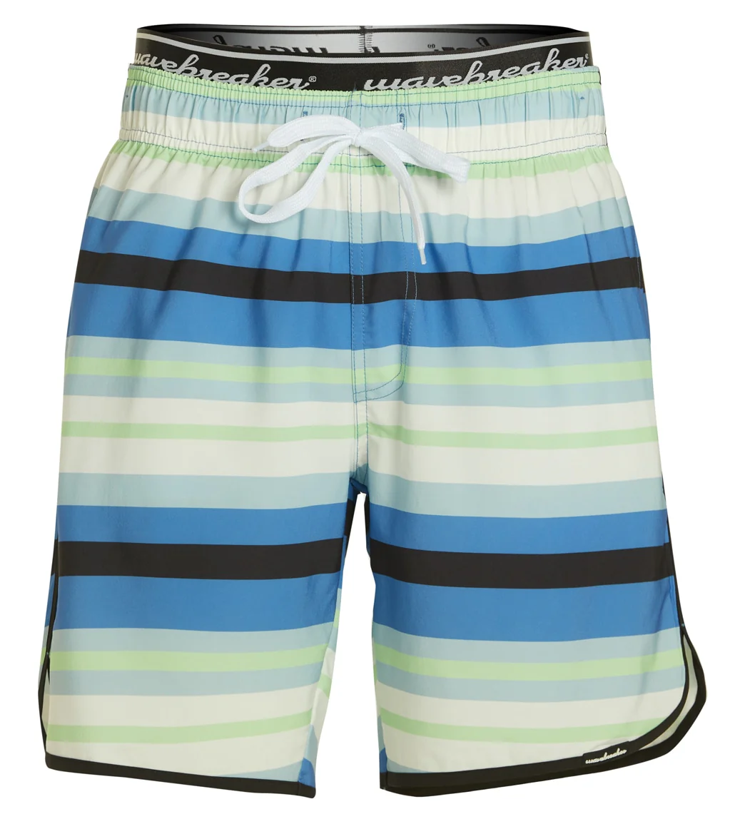 Wavebreaker Men's Blue Stripe Swim Trunks - Image 4