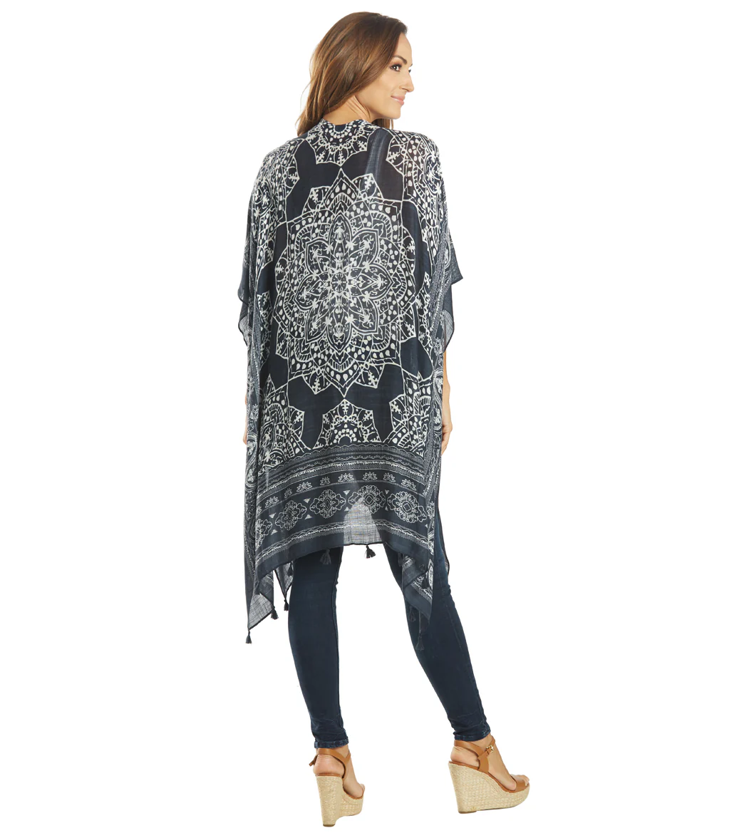 Yak & Yeti Kimono Wrap Mantra Floral With Tassels - Image 3