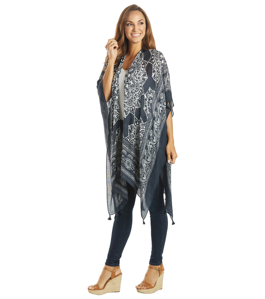 Yak & Yeti Kimono Wrap Mantra Floral With Tassels - Image 4