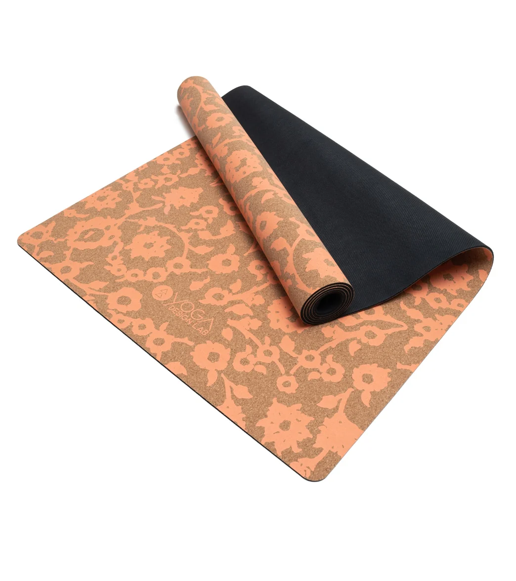 Yoga Design Lab Cork Yoga Mat 3.5mm Floral Batik Coral - Image 2