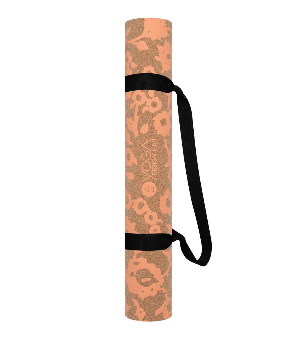 Yoga Design Lab Cork Yoga Mat 3.5mm Floral Batik Coral - Image 3