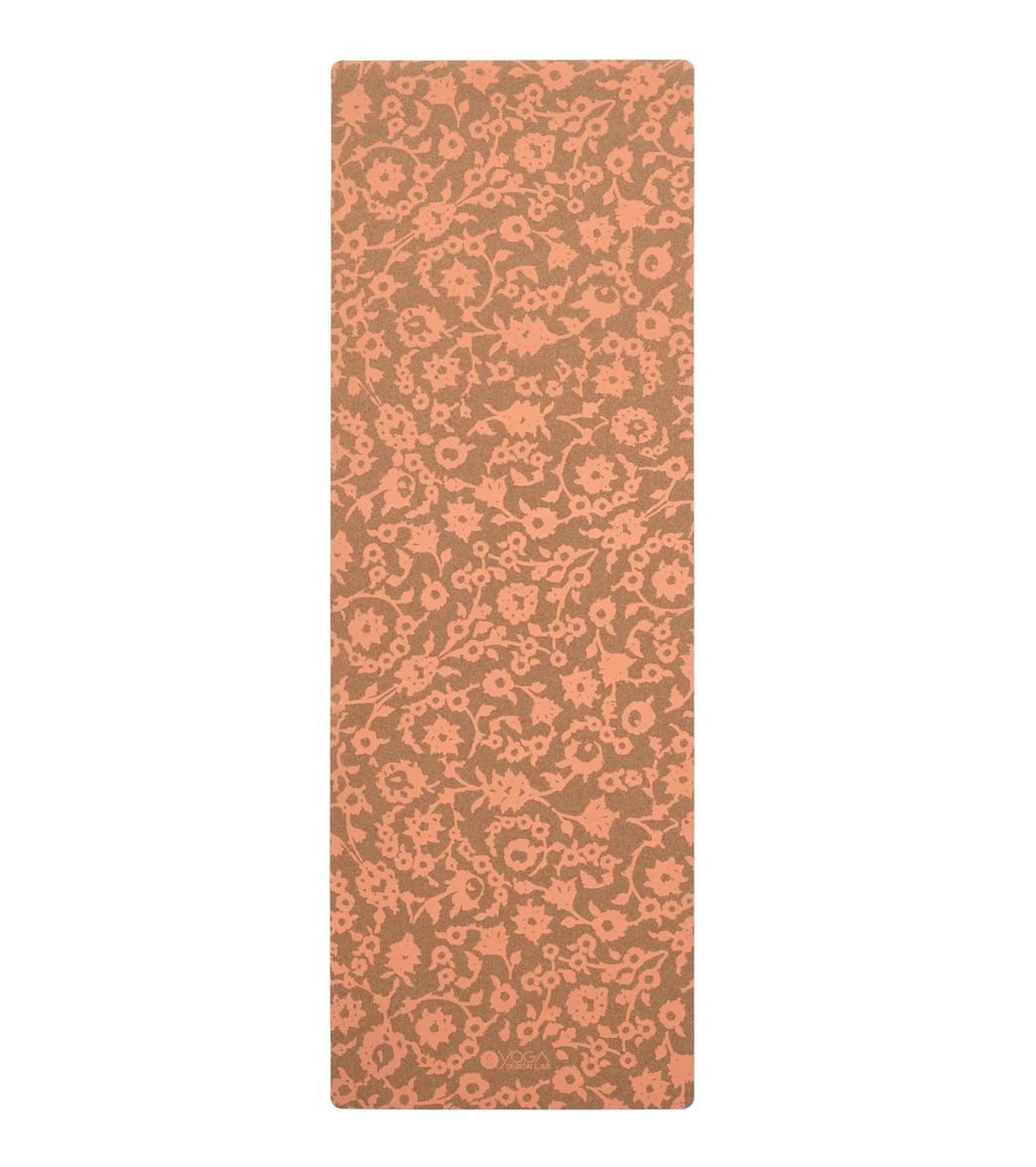Yoga Design Lab Cork Yoga Mat 3.5mm Floral Batik Coral - Image 5