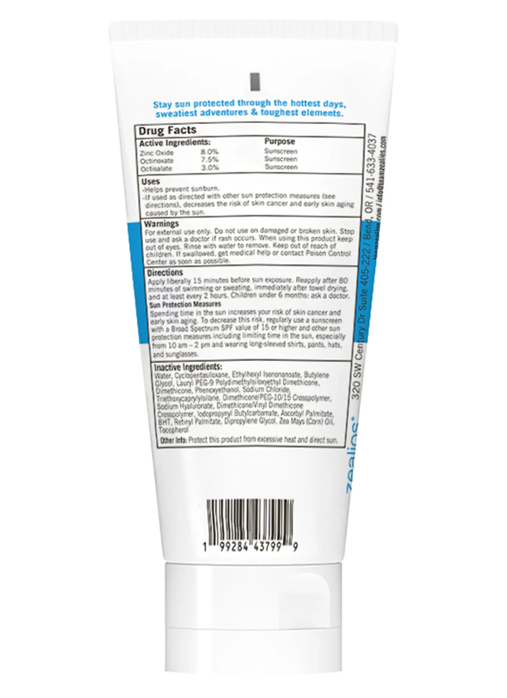Zealios Skin Care Sport Performance SPF 45 Sunscreen Original - Image 2