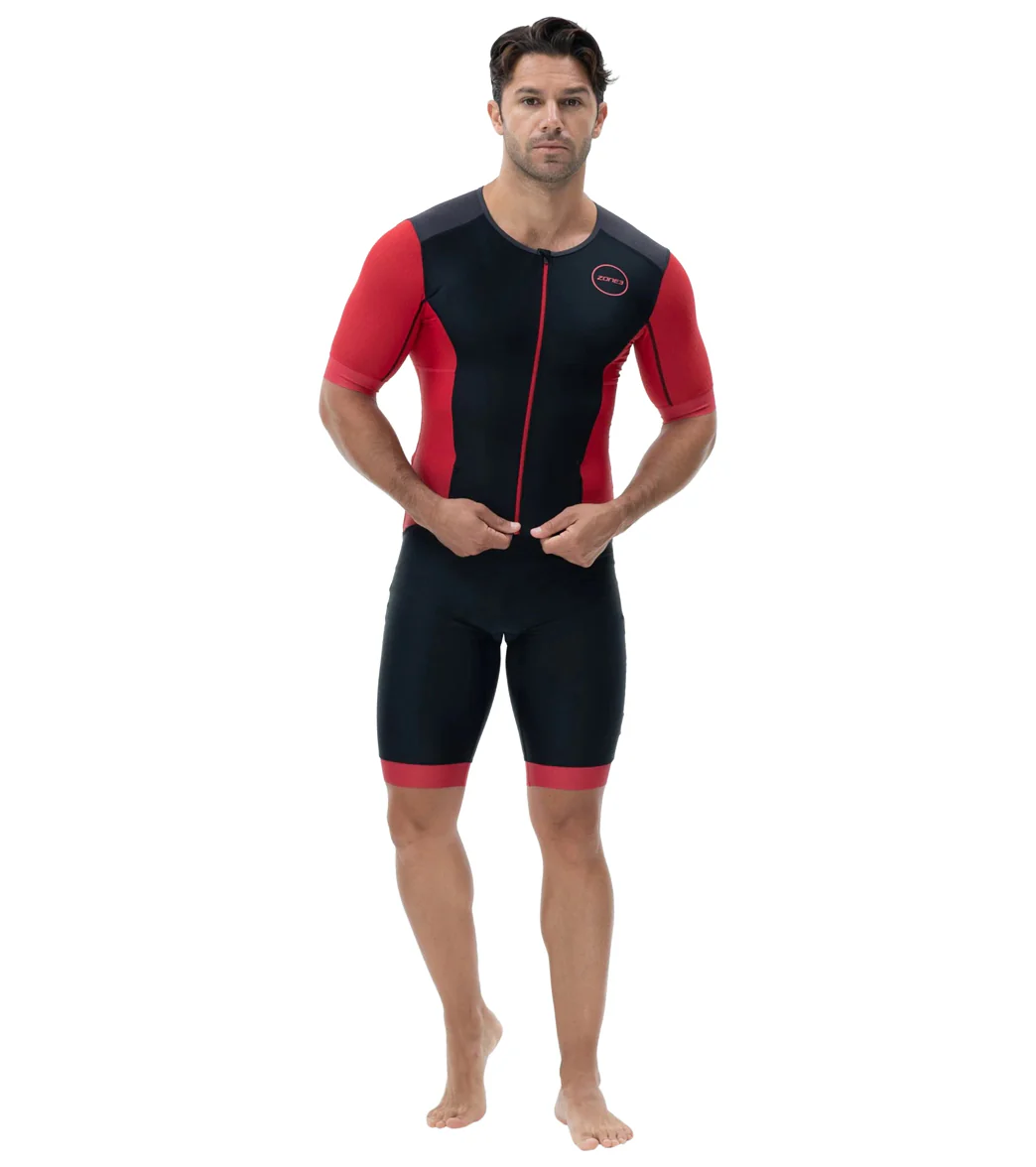 Zone3 Men's Aquaflo Plus Full Zip Short Sleeve Tri Suit - Image 6